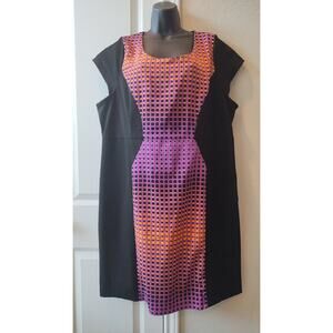 Lane Bryant Black Orange Purple Pink  Cap Sleeve Dress Size 20